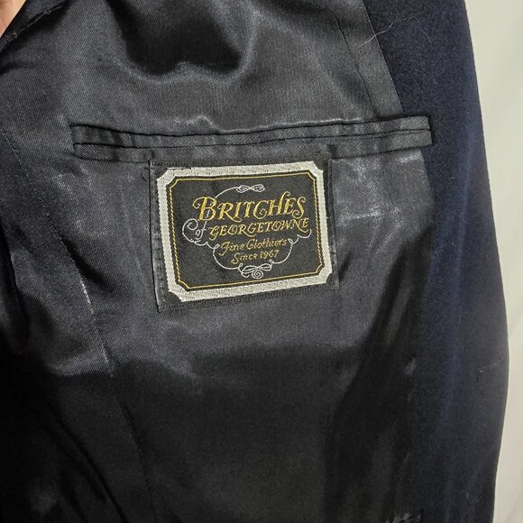 Wool Blazer w Royal Navy Officer Cap Badge w Gallery of London Navy Buttons - L* - Picture 6 of 6